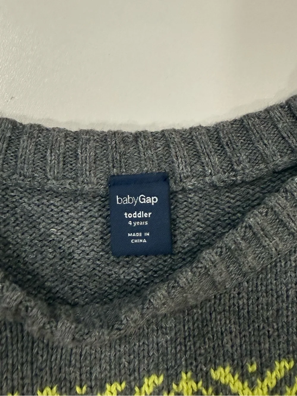 Baby Gap Gray Fair Isle Peace Sign Knit Sweater